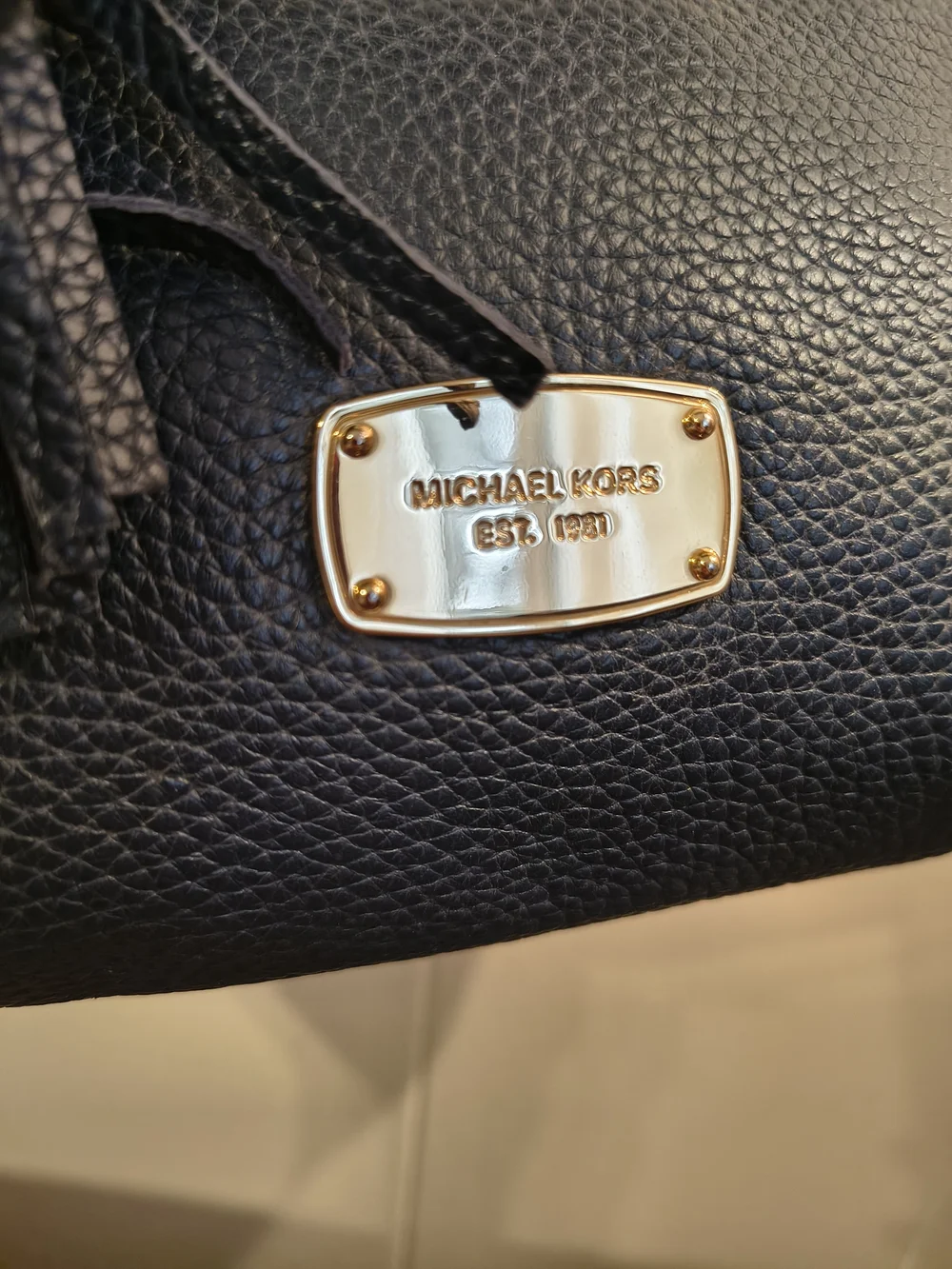 Michael Michael Kors Navy Pebbled Leather Crossbody with Tassel and Gold Chain - Picture 8 of 8